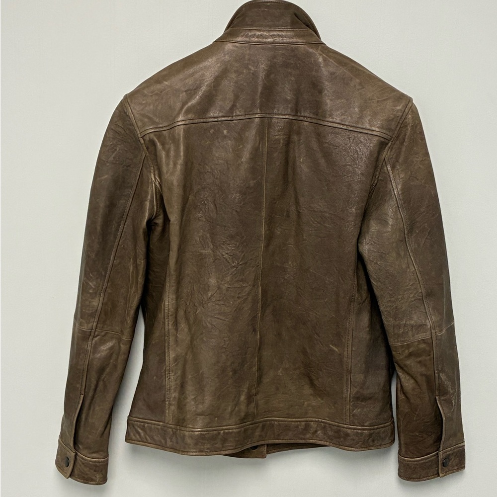 John Varvatos Collection Snap Front Leather Trucker Jacket Size EU 50 USA 40 - Picture 6 of 10